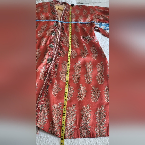Zara Coral and Cream Kimono Robe - Picture 4 of 16